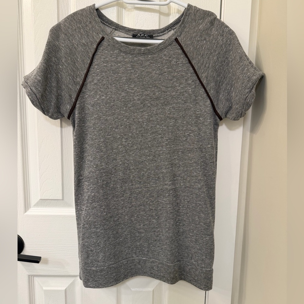 A.P.C. Gray Short Sleeve Sweatshirt Top